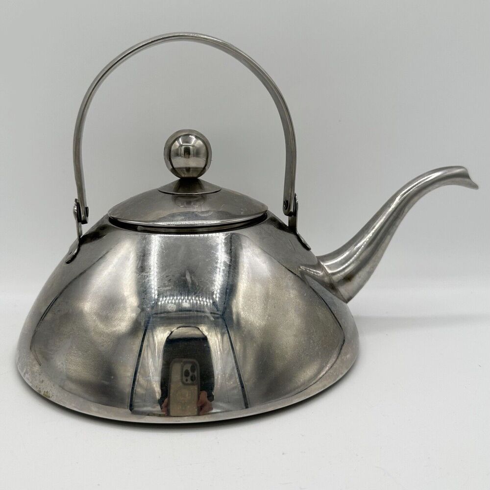 L'epicure Teapot Tea Kettle with Lid 18/10 Stainless Steel 2.5 Qt Handle Spout